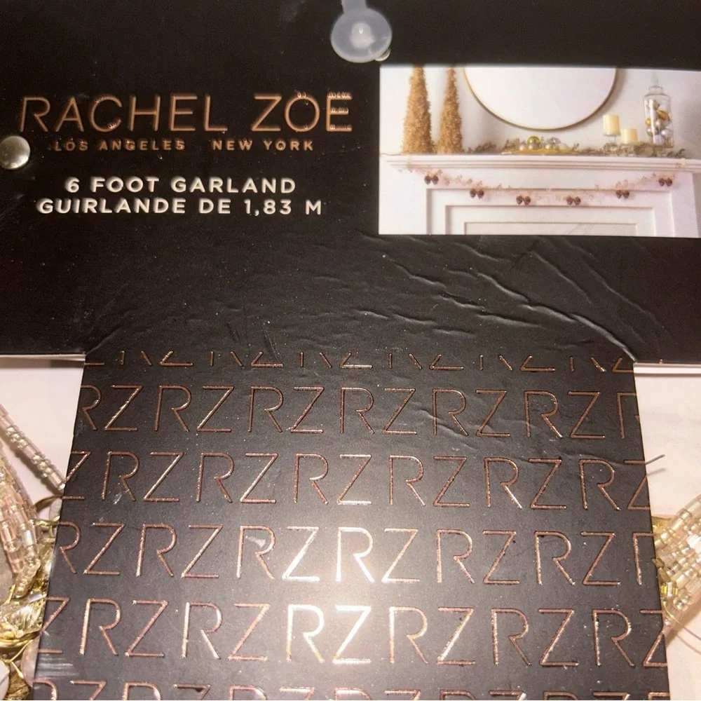 Rachel Zoe Gold & Pearl Beaded Bow Garland 6 Feet Christmas Mantel Tree Decor